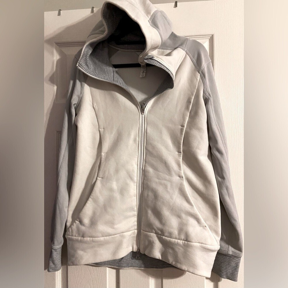Lululemon Hooded Zip Up Athletic Sweatshirt Size 8 White